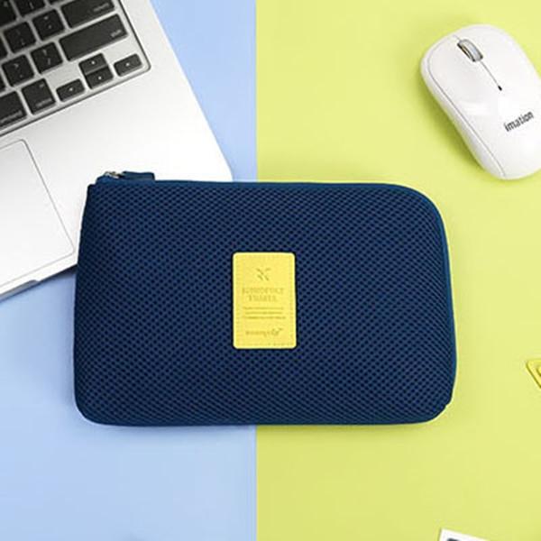 Travel Shockproof Electronic Accessories Pouch Bag - Blue L