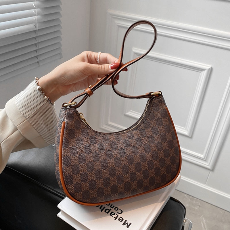 Kukombo Designer Half Moon Bags for Women, Trendy Plaid Print