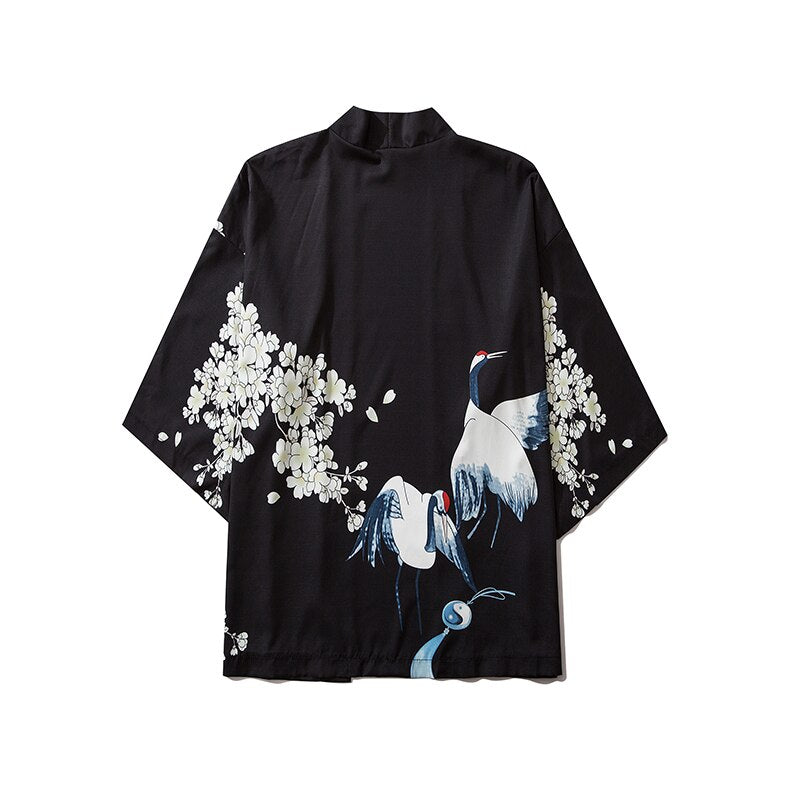 Japanese Anime Style Whale Print Kimono for Men & Women