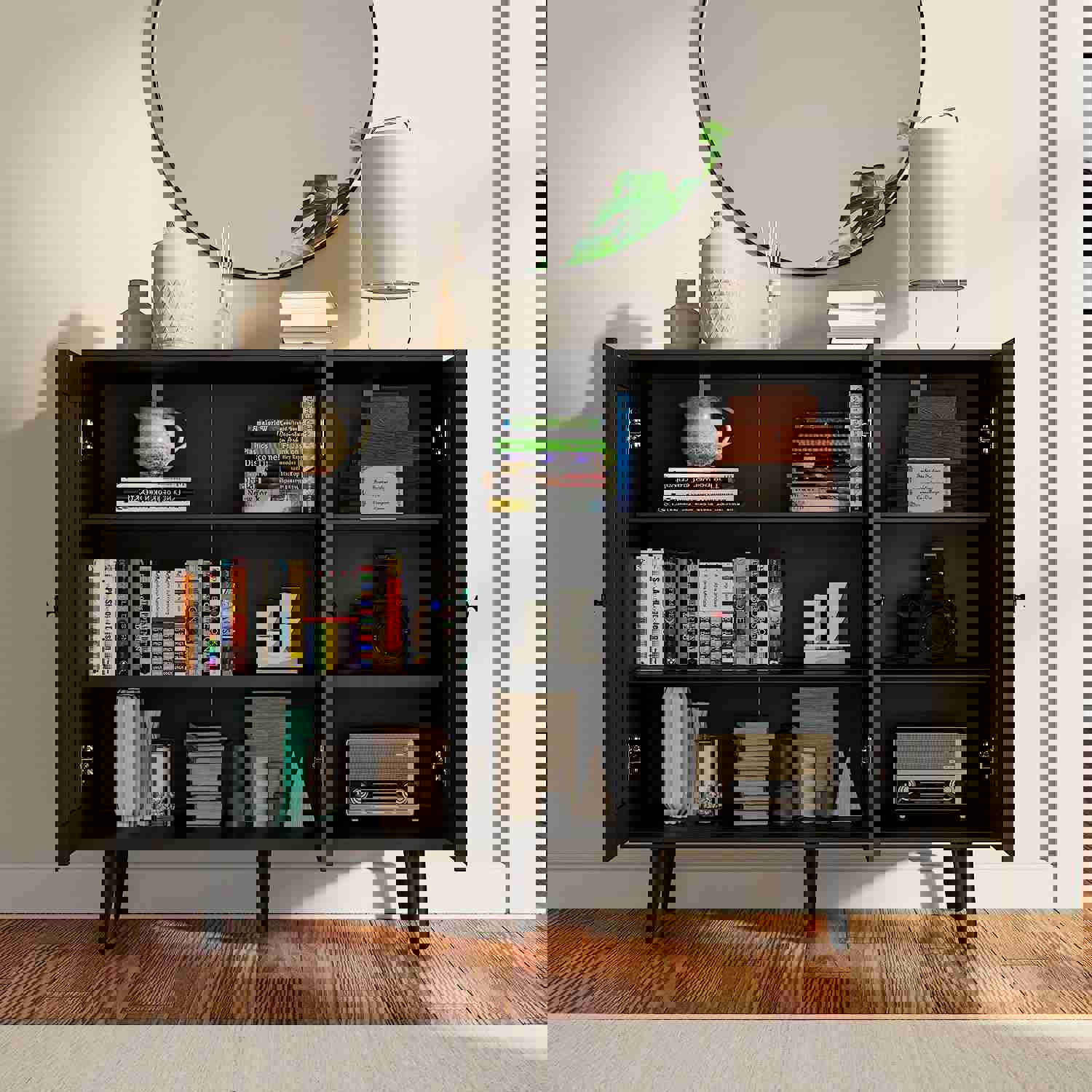 Elegant Rattan Buffet Cabinet with 3 Doors