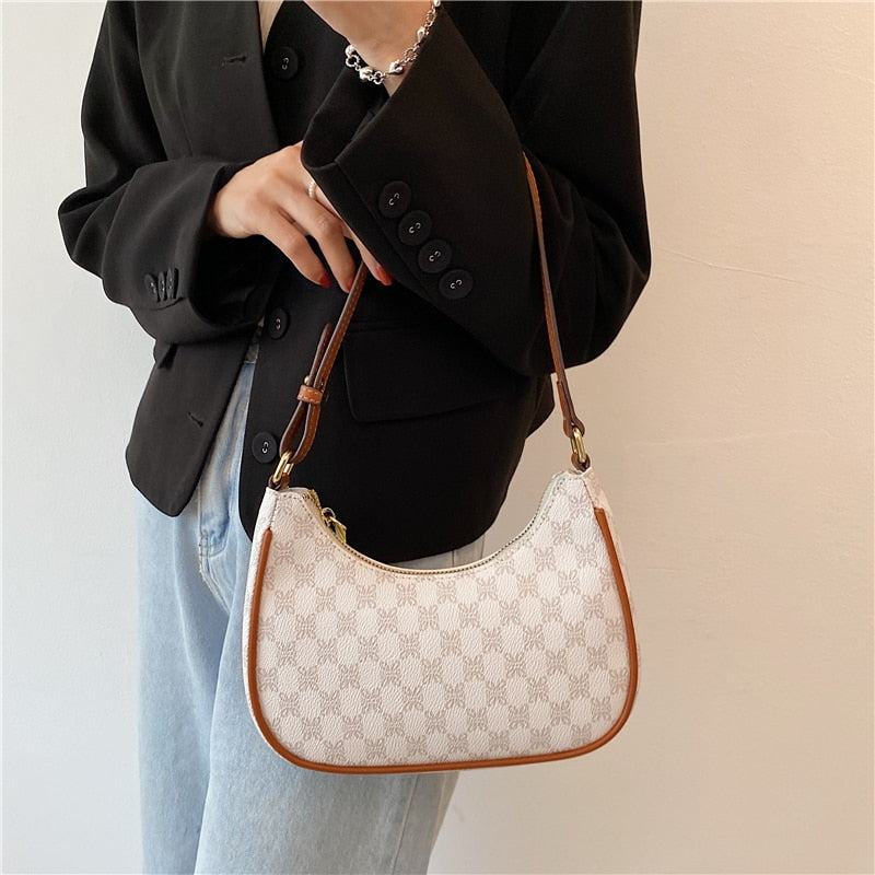 Kukombo Designer Half Moon Bags for Women, Trendy Plaid Print