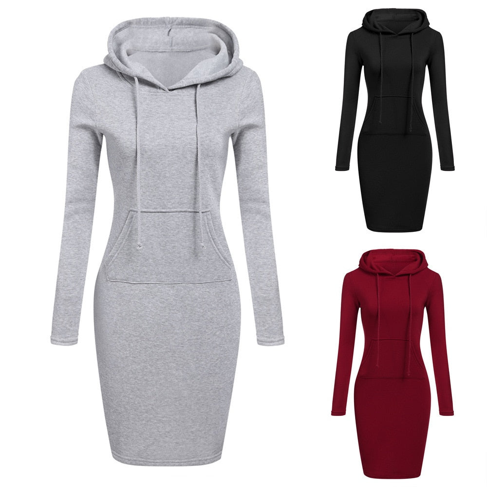 Women's Patchwork Hooded Long Sweatshirt - Casual Style for Spring/Autumn