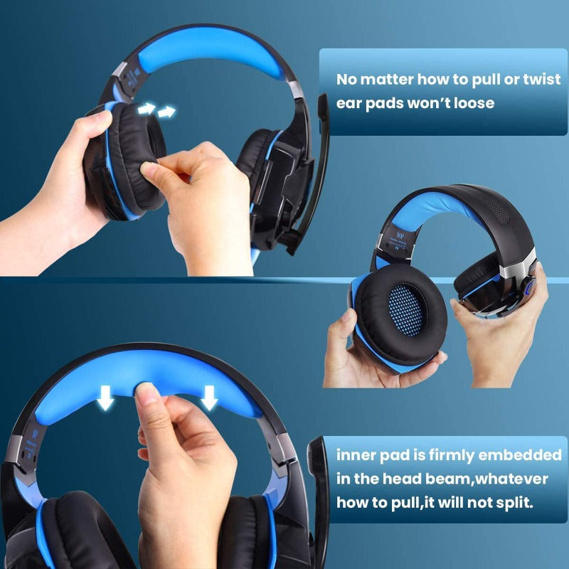 Gaming Headset with Condenser Mic, Volume Control & Soundproofing