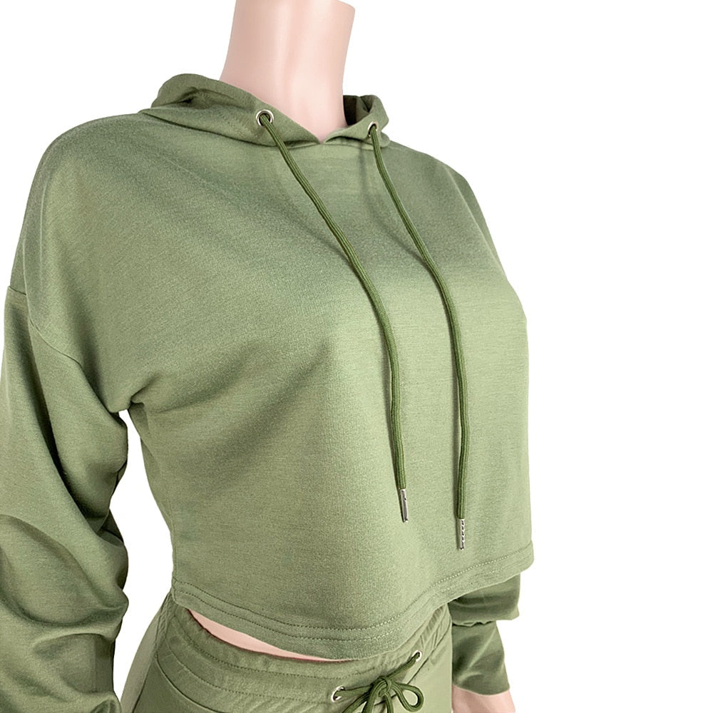 Women's Autumn Hooded Sweater & Mini Skirt Set