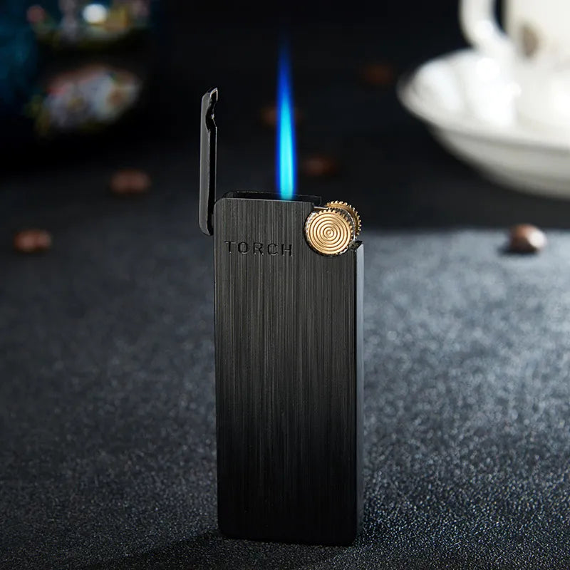 2023 Upgraded Ultra-Slim Metal Butane Gas Lighter with Turbo Jet Flame