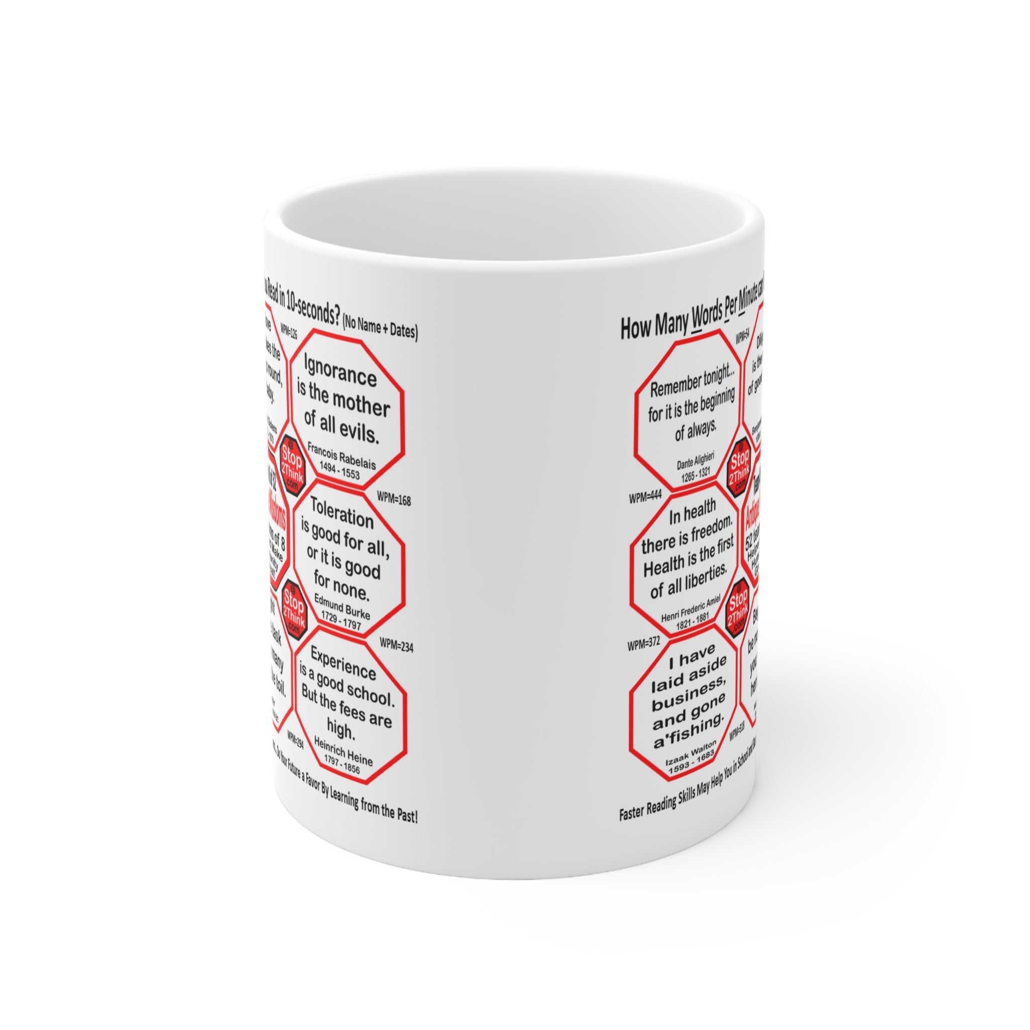 Speed Reading Challenge Mug - Test Your WPM with Wisdom Quotes