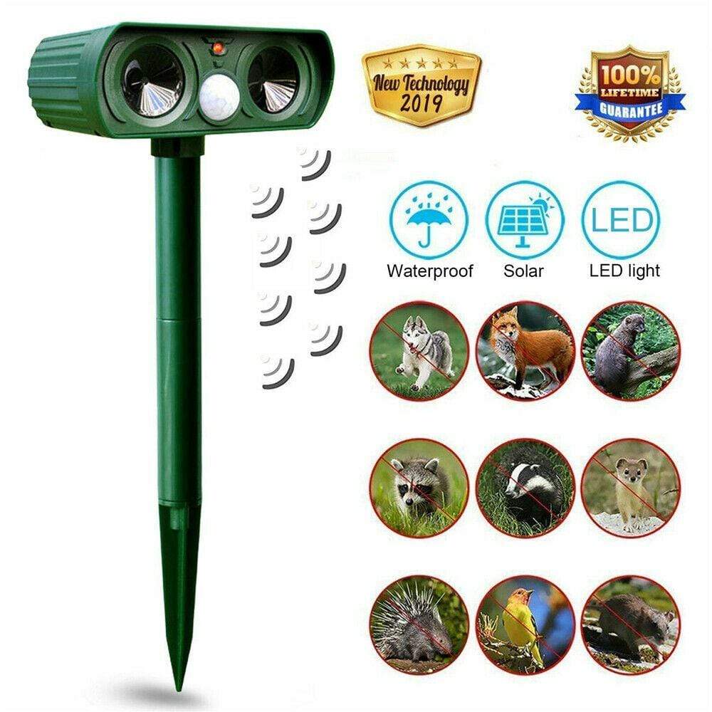 2-Pack Ultrasonic Solar Pest Repellent for Outdoor Protection