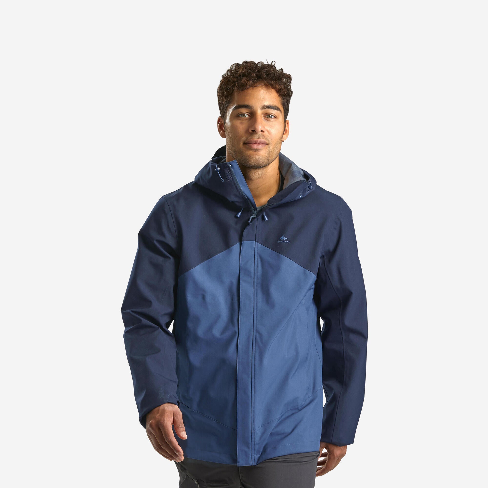 Quechua Men's MH150 Waterproof Rain Jacket - Lightweight & Adjustable