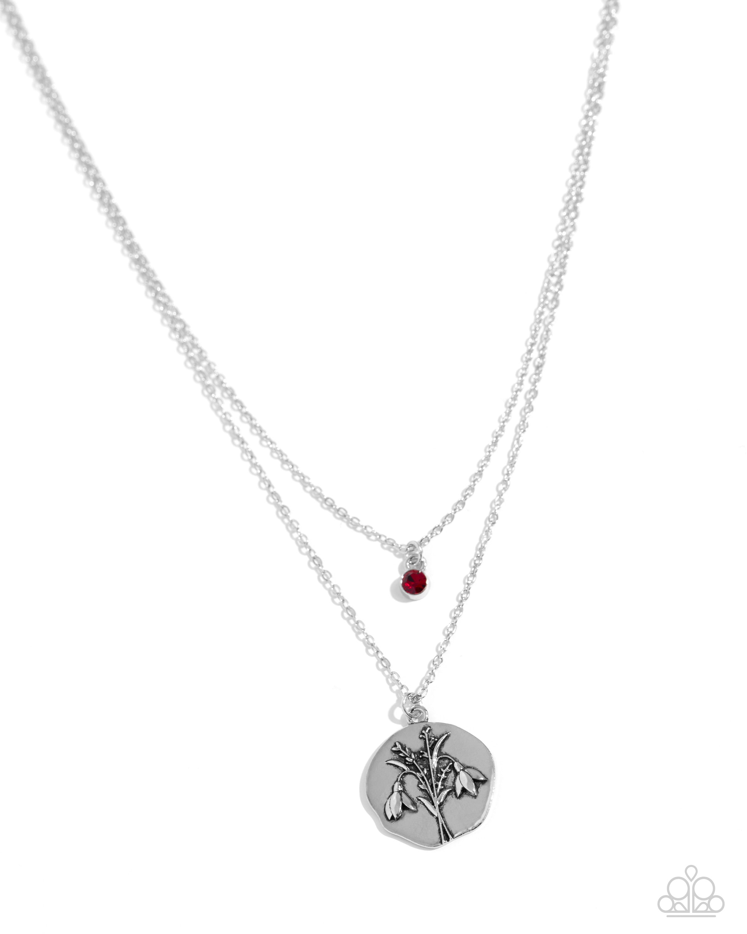 January Birthstone Elegance - Red Rhinestone Snowdrop Necklace Set