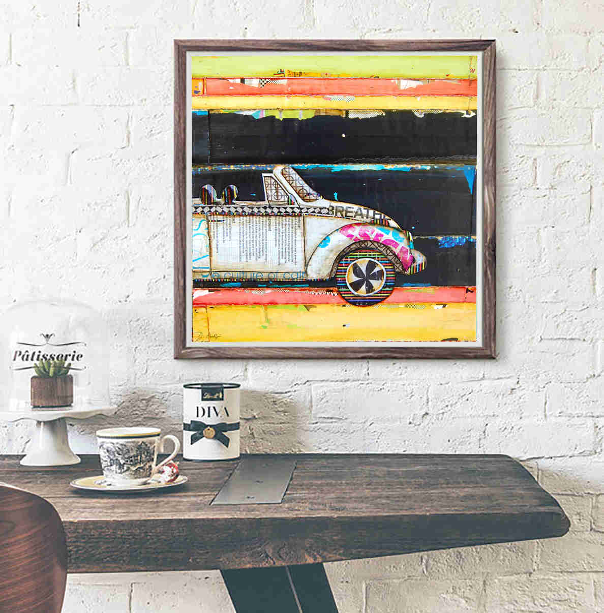 Neon VW Beetle Art Print by Danny Phillips