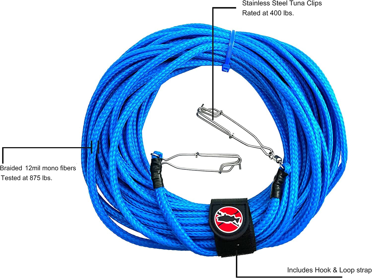 Stainless Steel Tuna Clips & Diamond Braid Float Line for Spearfishing
