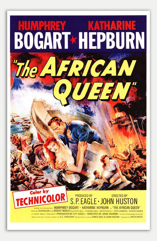 Vintage 1951 African Queen Movie Poster - Action, Romance, Thriller