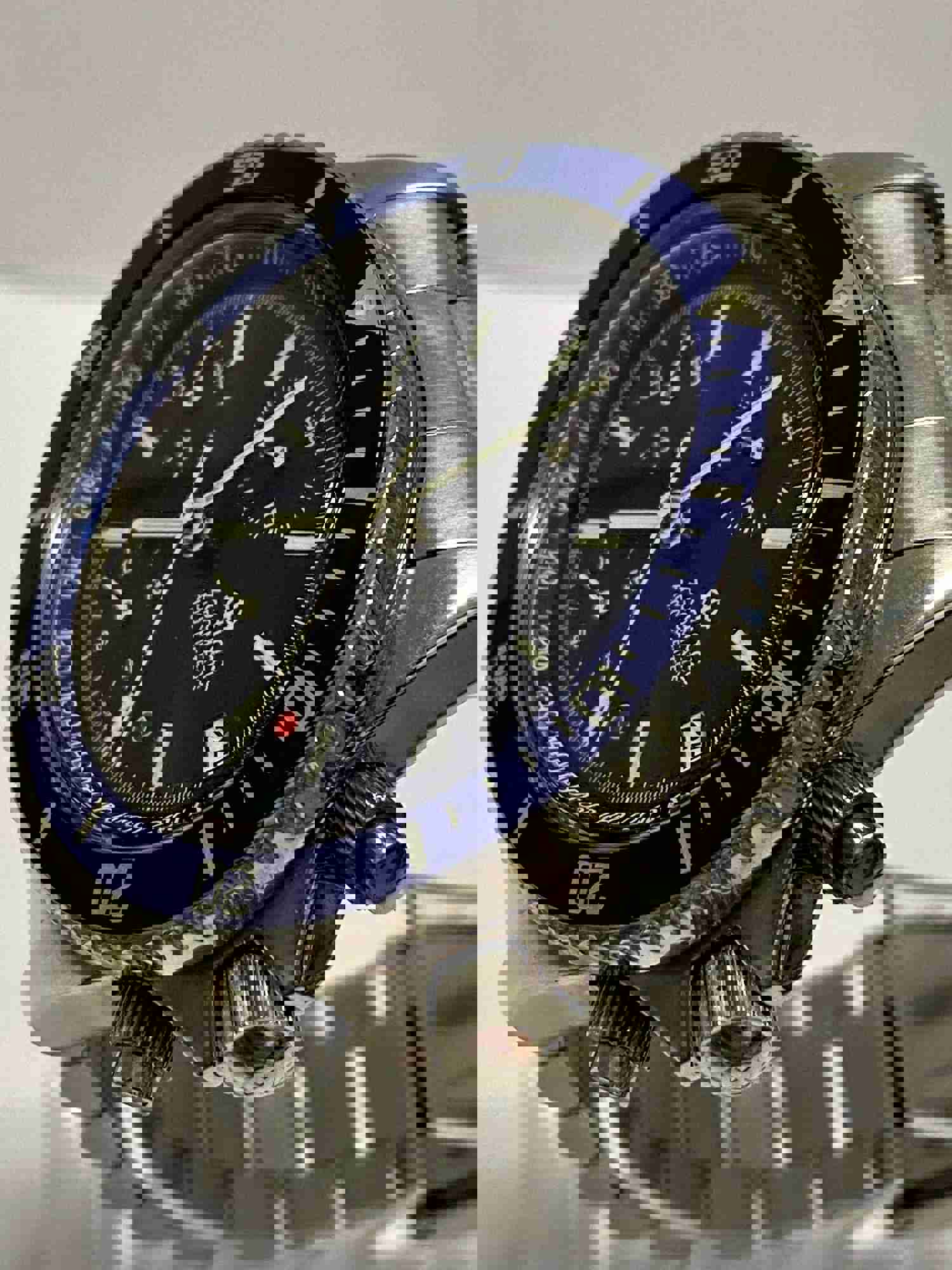 Vintage Zodiac Jumbo Chronograph Date Watch with Blue Sapphire Dial