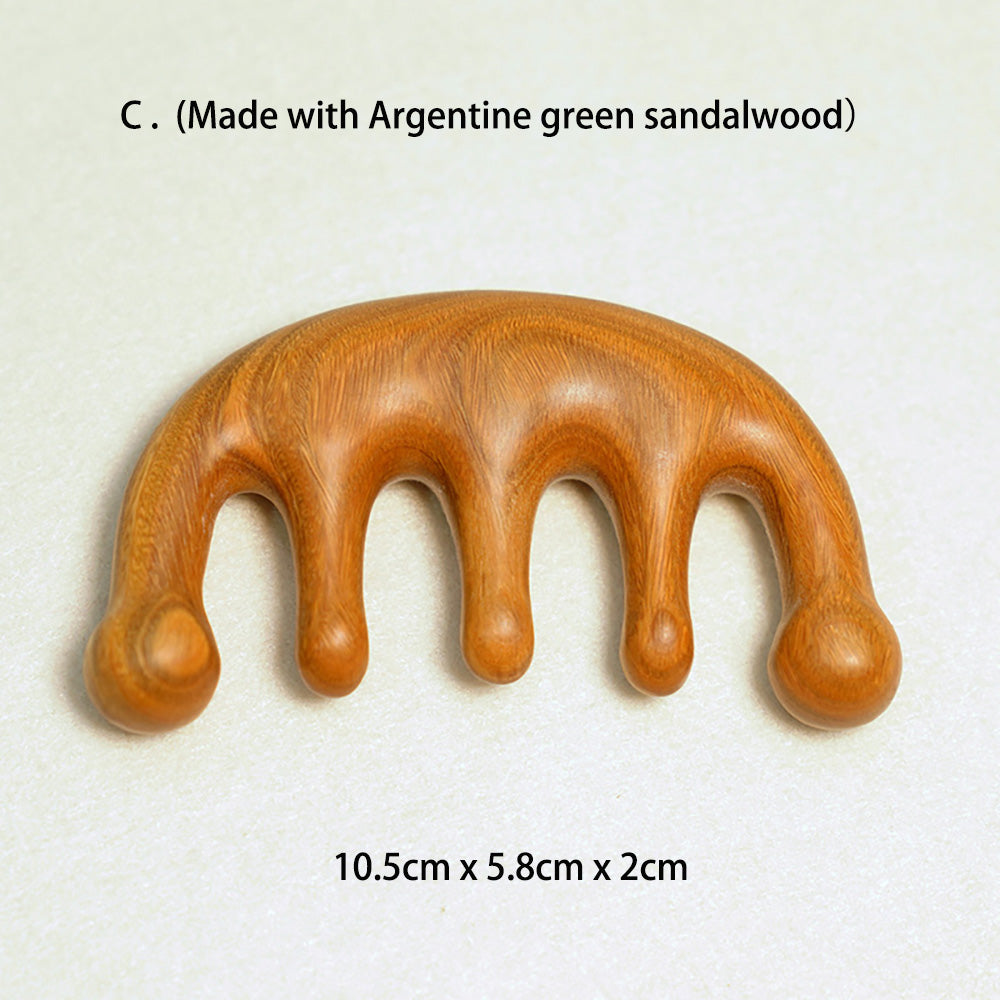 Green Sandalwood Meridian Massage Comb for Health Hair Therapy