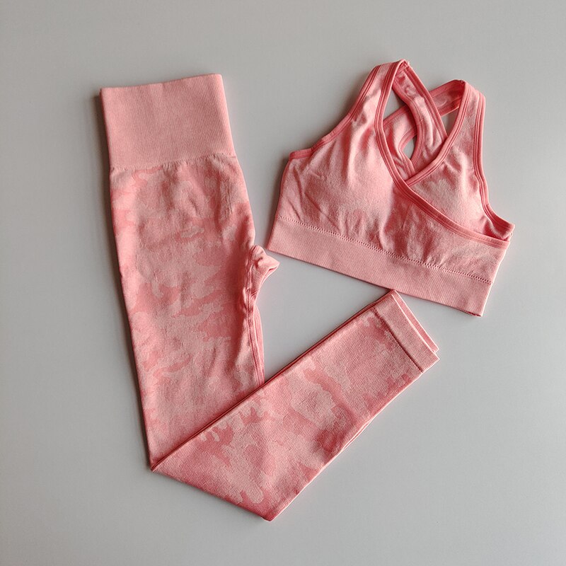 Camo Seamless Yoga Set for Women | High Impact Fitness Wear