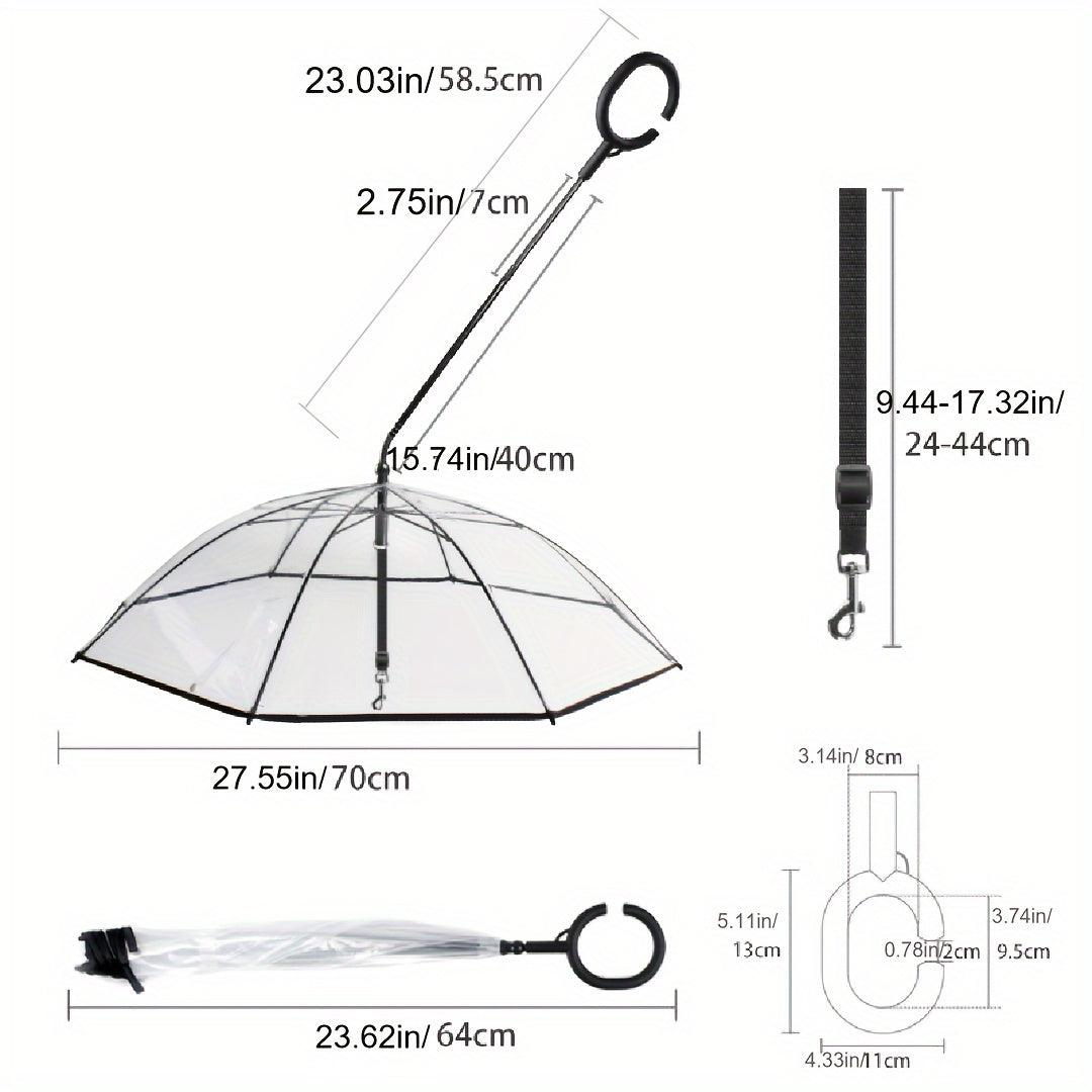 Adjustable Dog Walking Leash with Transparent Pet Umbrella