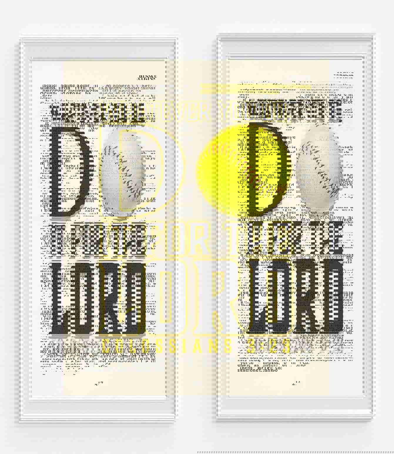 Colossians 3:23 Softball Themed Christian Art Print