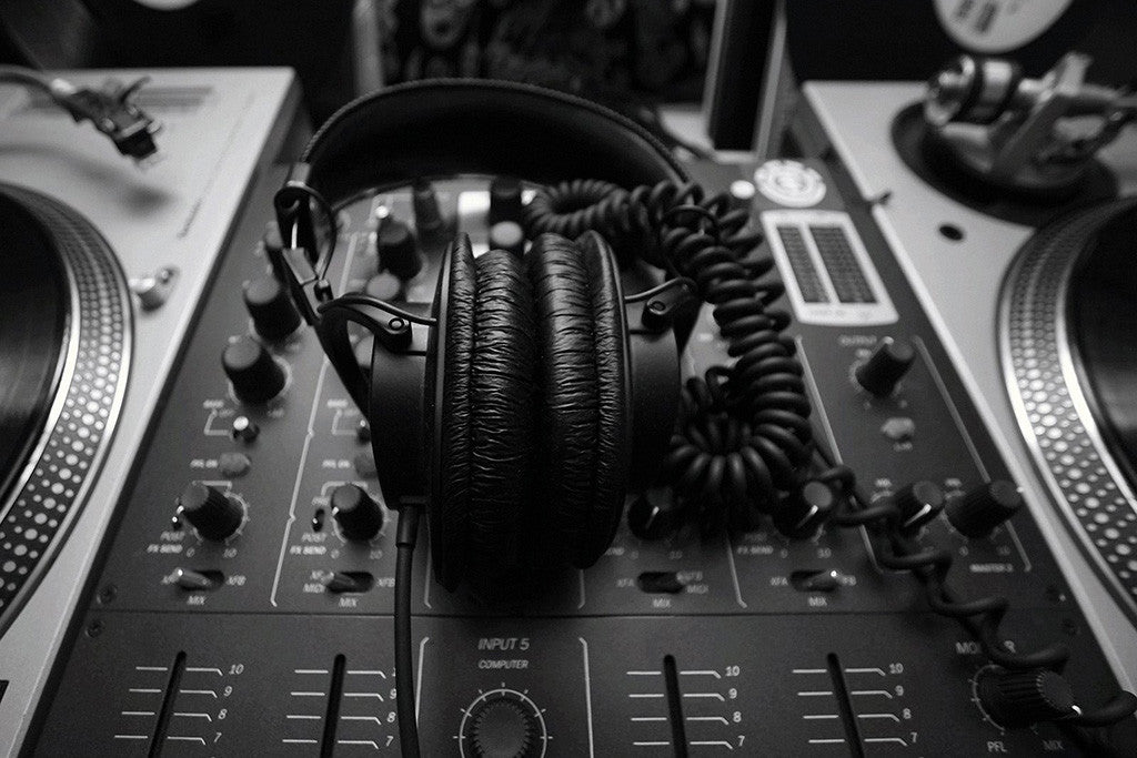 DJ Electronic Trance Music Headphones Poster