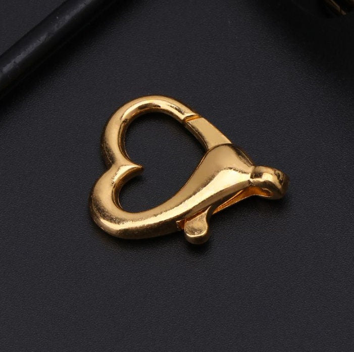 Heart-Shaped Lobster Claw Clasps, Gold & Silver - Premium Jewelry Making Supplies