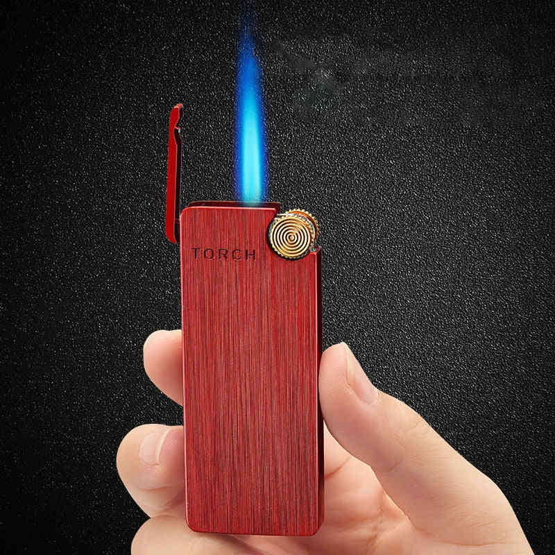 Slimline Metal Butane Turbo Lighter | Portable Flint Wheel for Men