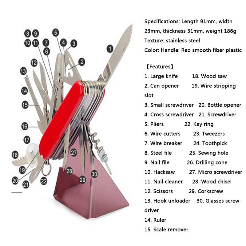 Swiss Tech 30-in-1 Multi-Tool Knife with Pliers, Ruler, Can Opener, and More