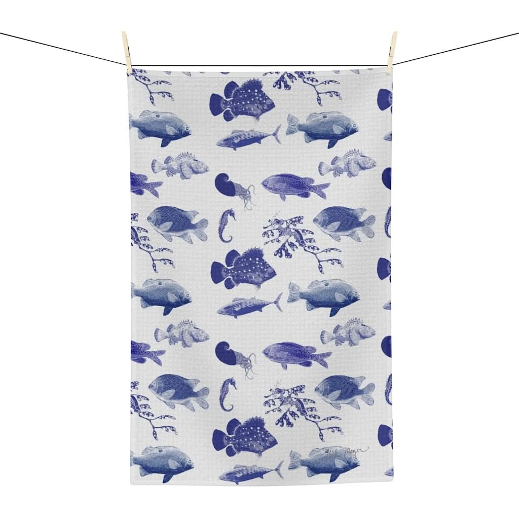 Vibrant Ocean Stamps Soft & Absorbent Kitchen Towel