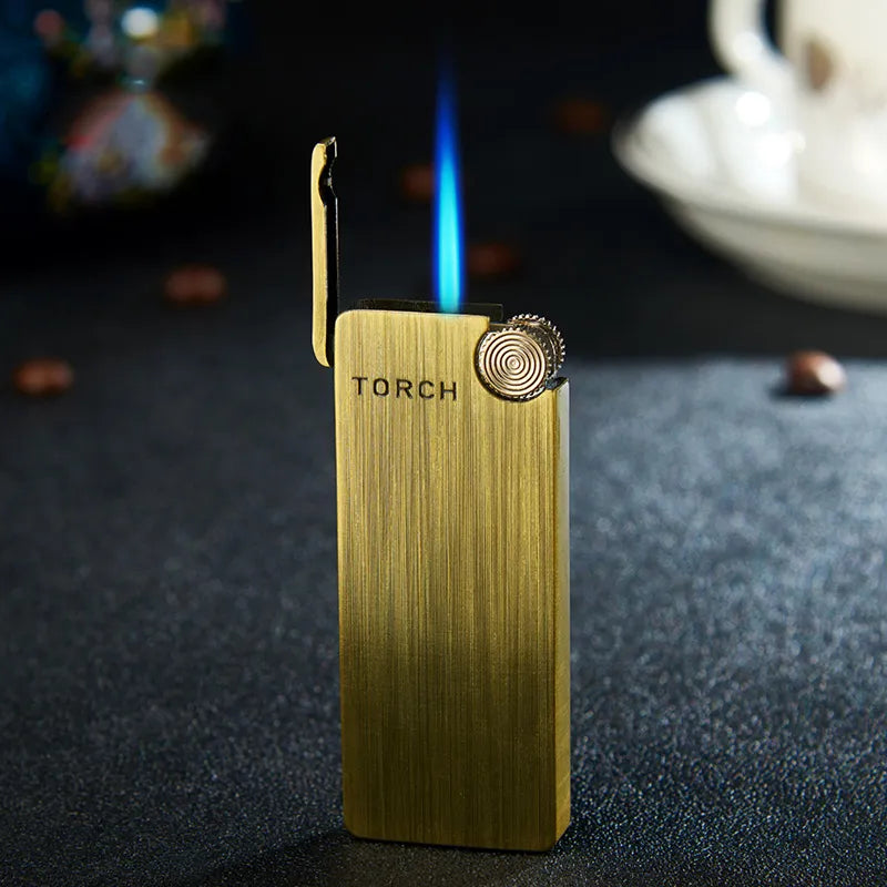 2023 Upgraded Ultra-Slim Metal Butane Gas Lighter with Turbo Jet Flame
