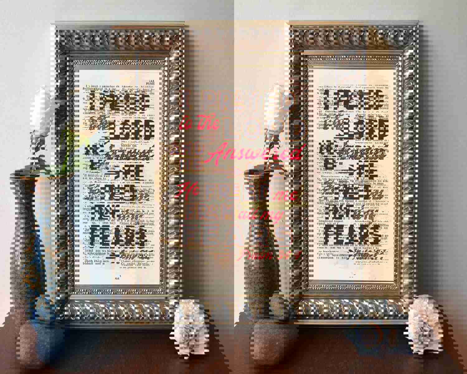 Psalm 34:4 Christian Art Print - Divine Encouragement