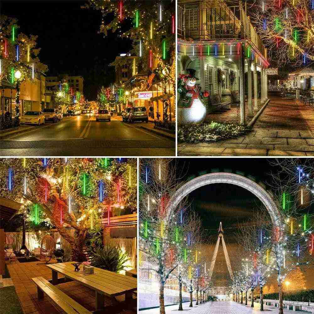 Solar Powered 288 LED Rainbow Meteor Shower Tree Lights