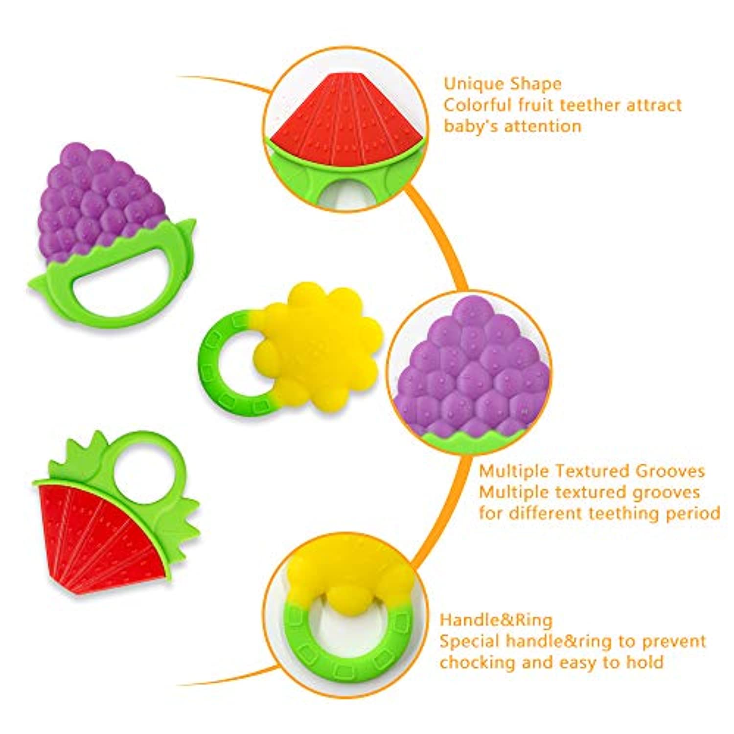 Baby Silicone Teething Set with Finger Toothbrushes - BPA Free, 9 Pieces