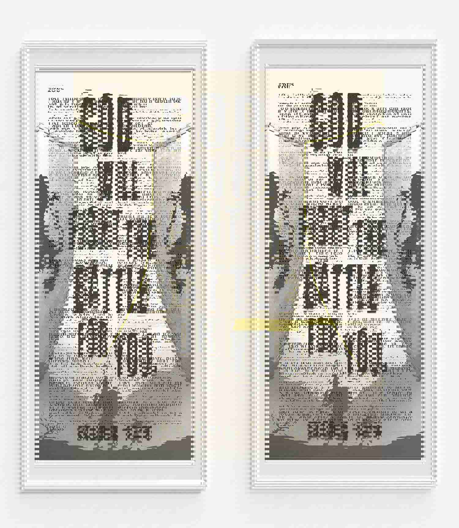 Vintage Bible Art Print - Exodus 14:14 - God Will Fight for You