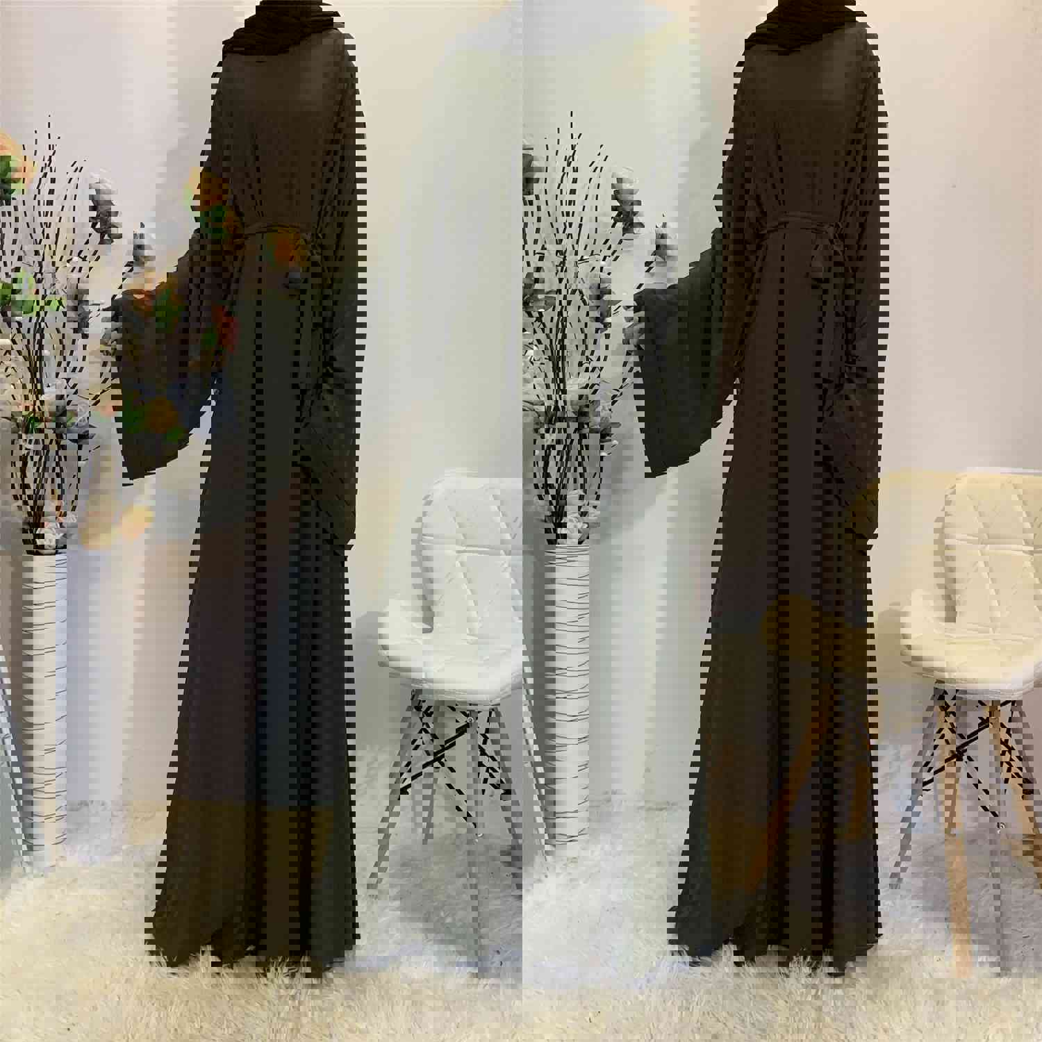 Elegant Muslim Women's Abaya with Sashes - Islamic Fashion