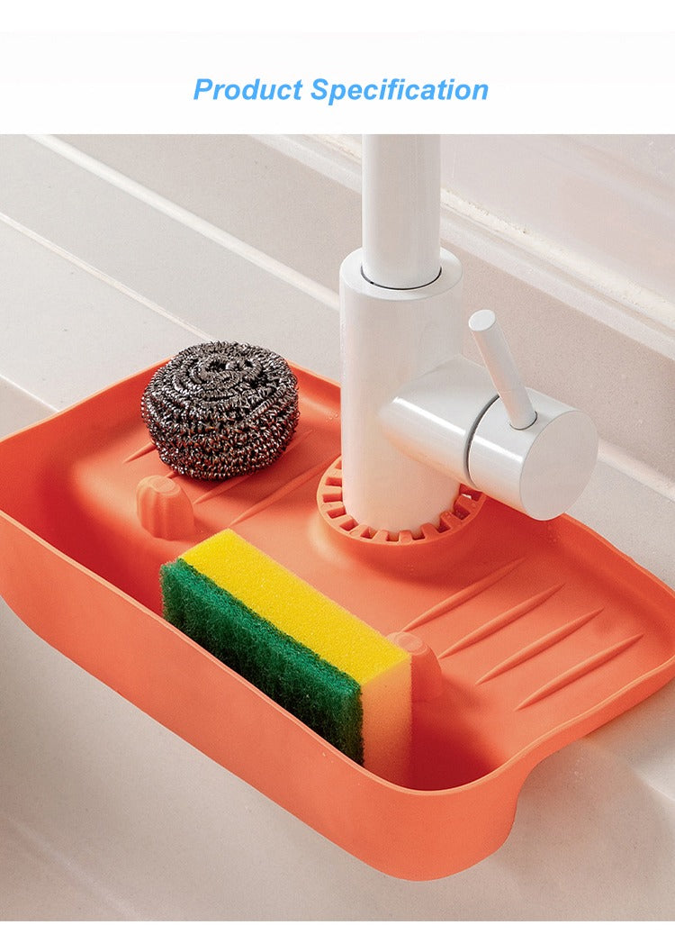 Upgraded Silicone Sink Organizer - Multipurpose Sponge, Soap, and Brush Holder