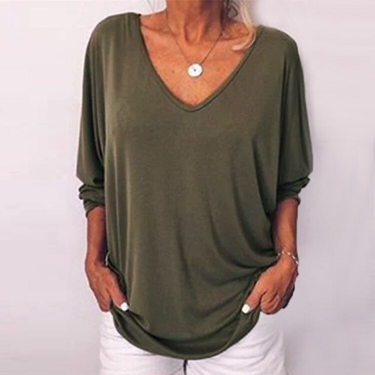 Stylish Women's 2023 Summer V-Neck Batwing Sleeve T-Shirt