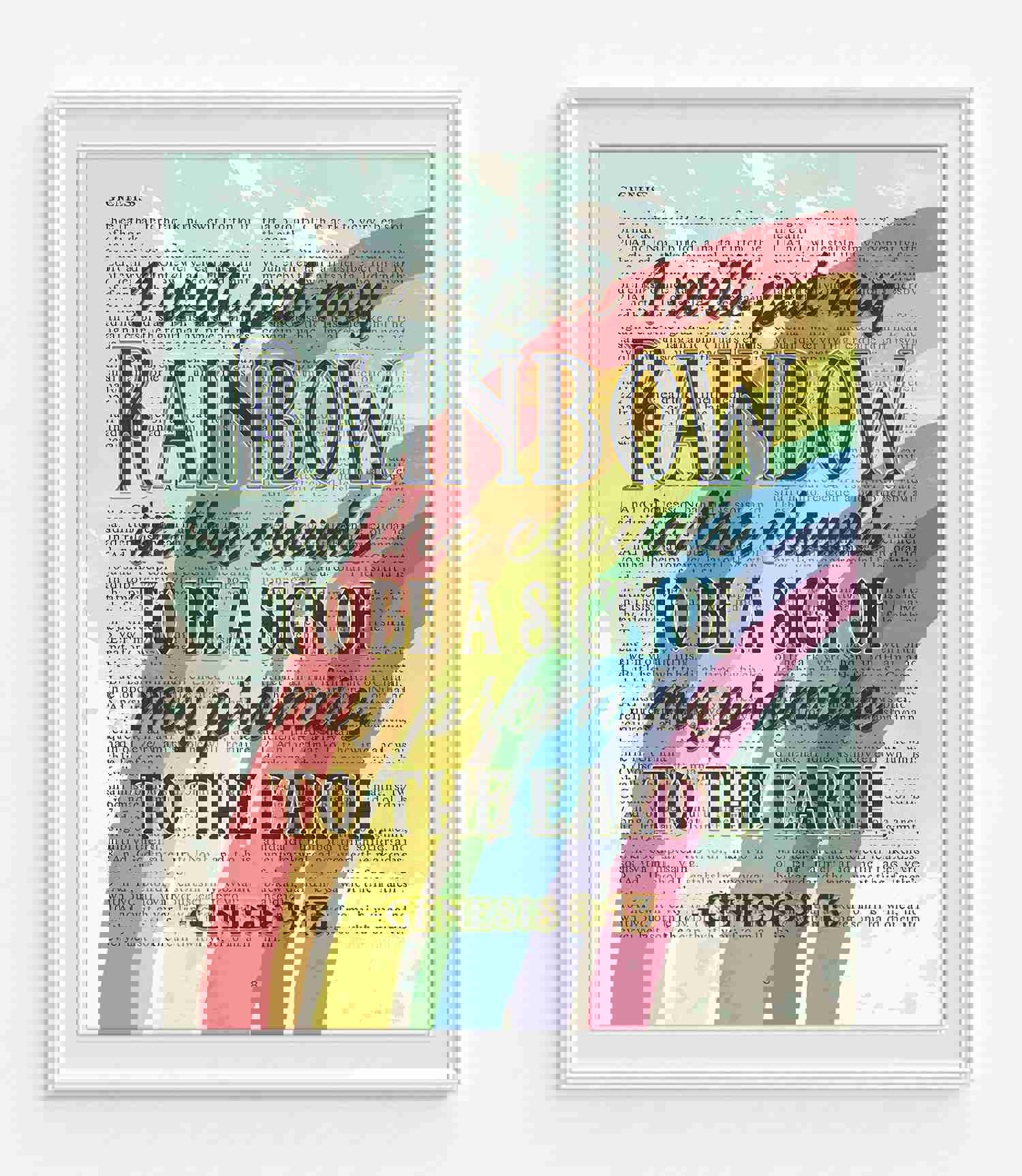 Vintage Bible Art Print - Genesis 9:13 Promise of Rainbow