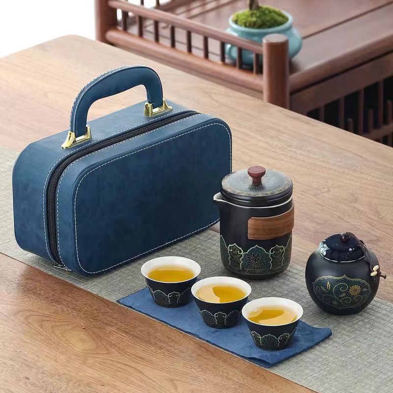 Handcrafted Mutton Fat Jade Porcelain Travel Tea Set
