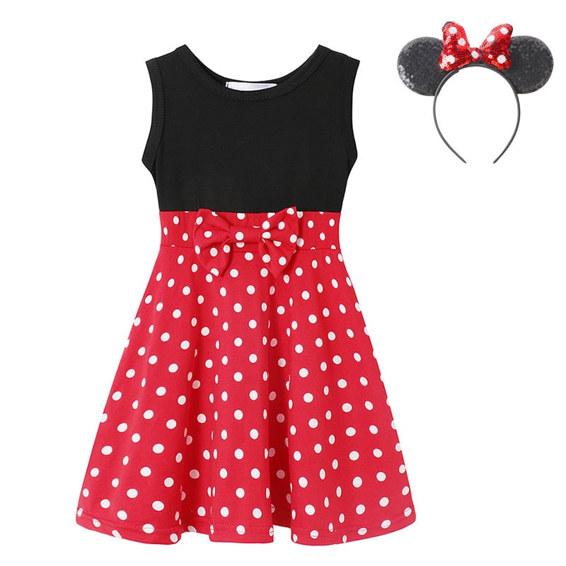 Children's Minnie Dot Dress with Bow for Special Occasions