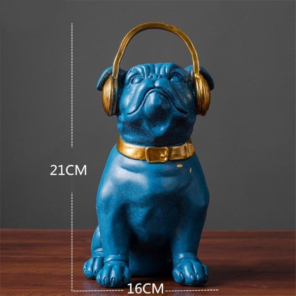 Elegant French Bulldog Statuette with Headphones