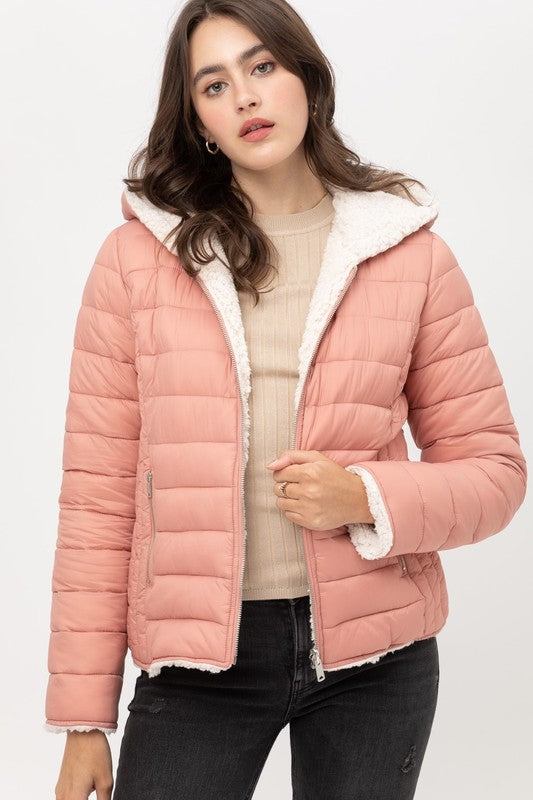 Cozy Sherpa-Lined Puffer Jacket with Hood