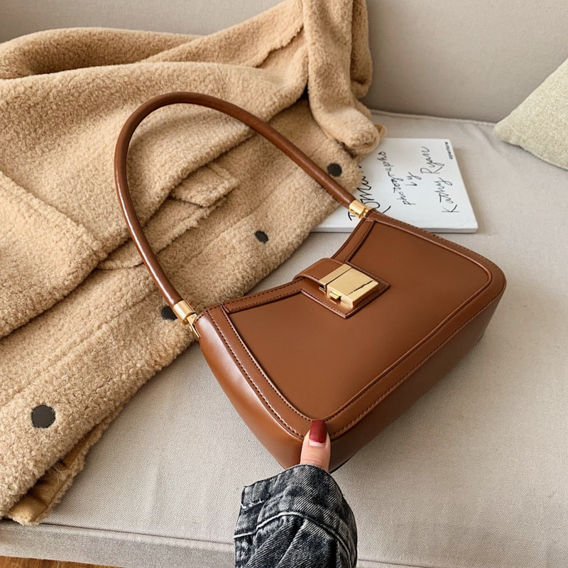 Kukombo 2023 Women's Solid Color PU Leather Shoulder Bag