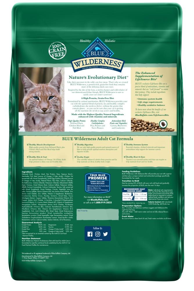 Blue Buffalo Wilderness Grain-Free Duck Recipe Dry Cat Food