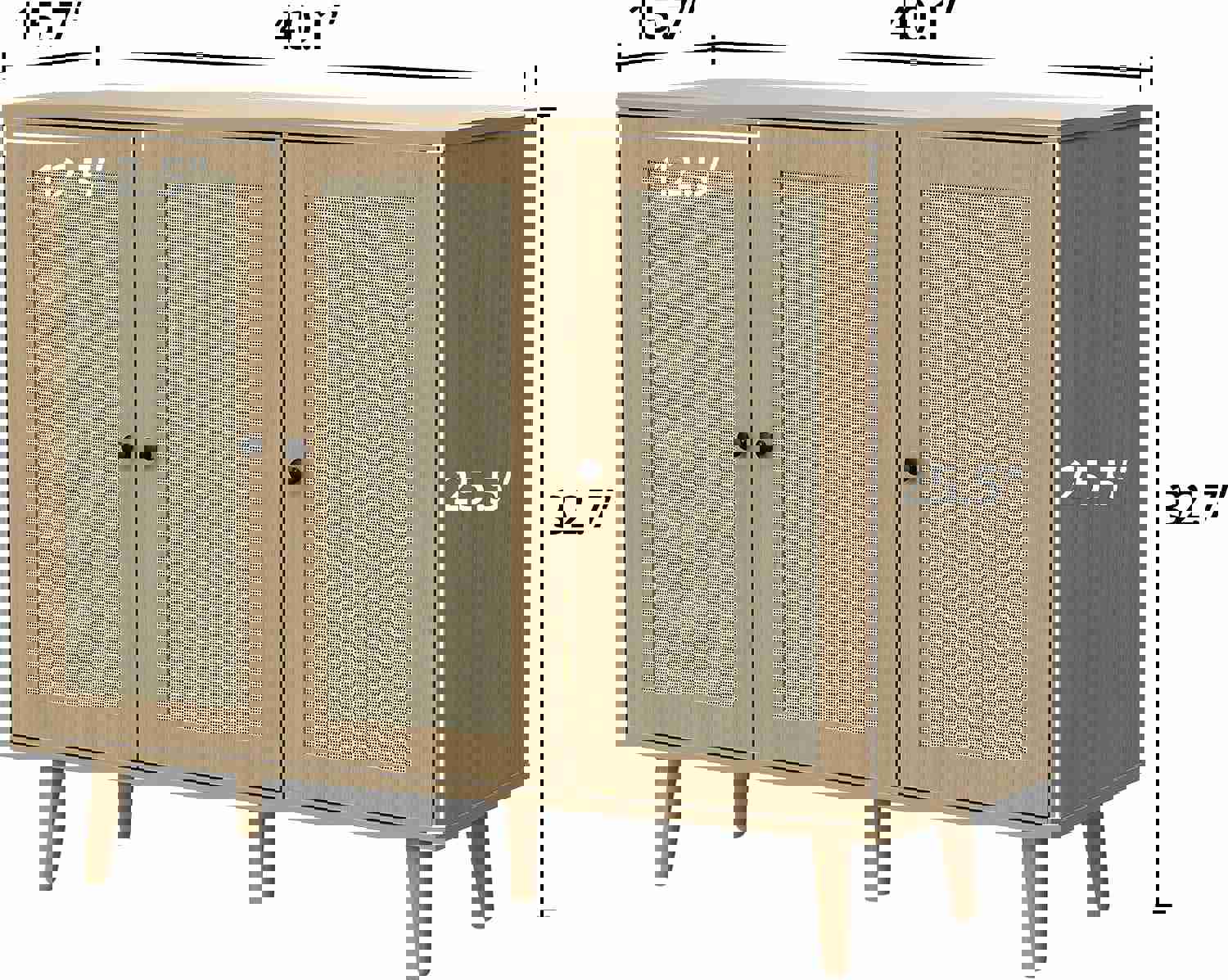 Elegant Rattan Buffet Cabinet with 3 Doors