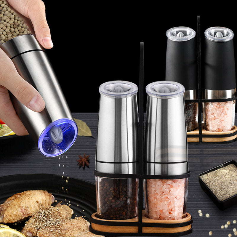 Stainless Steel Electric Salt and Pepper Grinder Set with Adjustable Coarseness
