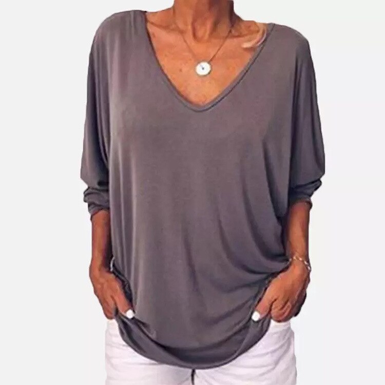 Stylish Women's 2023 Summer V-Neck Batwing Sleeve T-Shirt