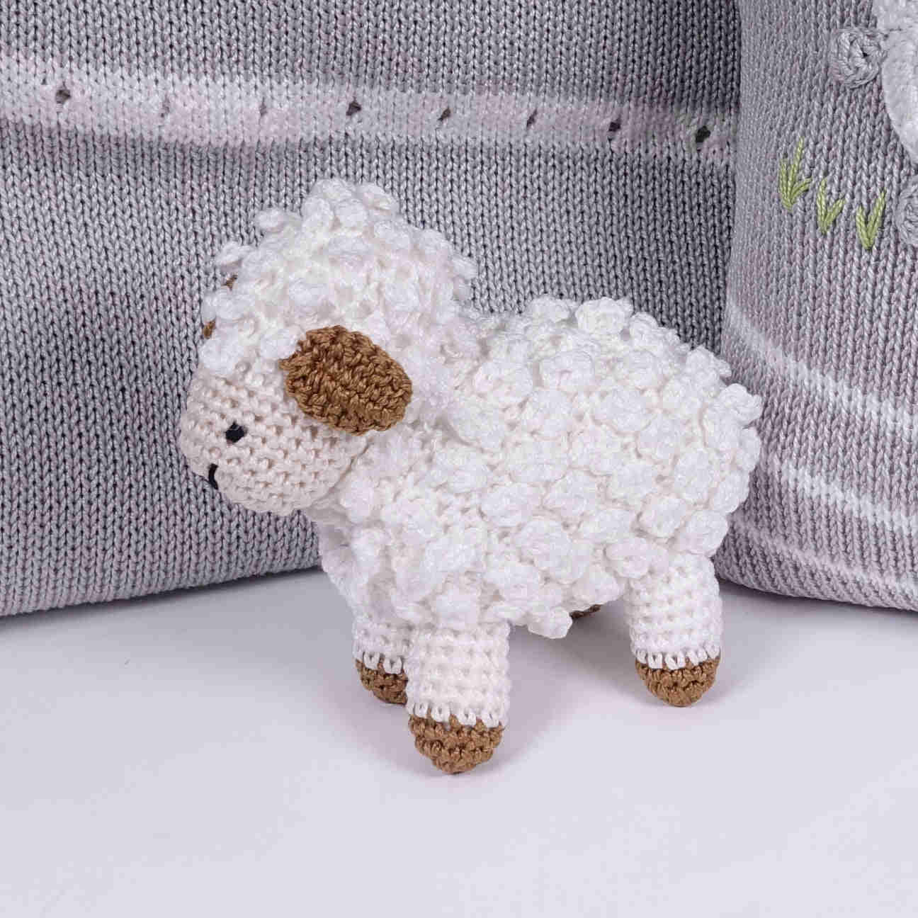 Crochet Lamb Baby Toy - Soft, Textured, Handmade