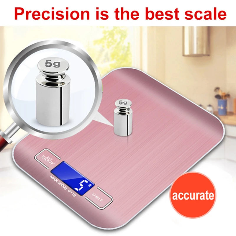 Premium Stainless Steel Digital Kitchen Scale with 5kg/1g Precision