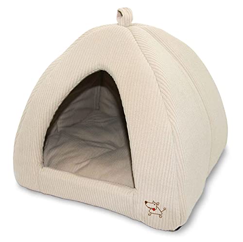 Luxury Beige Corduroy Pet Tent - Cozy Indoor Bed for Dogs and Cats
