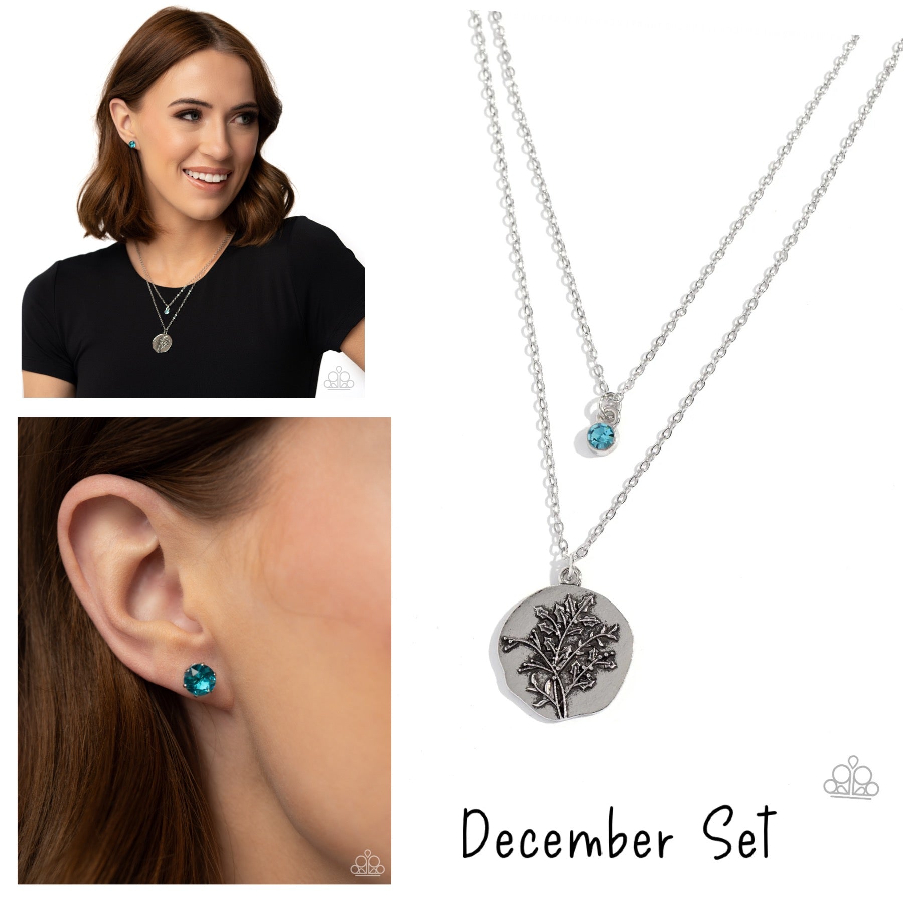 December Turquoise Birthstone Necklace Set