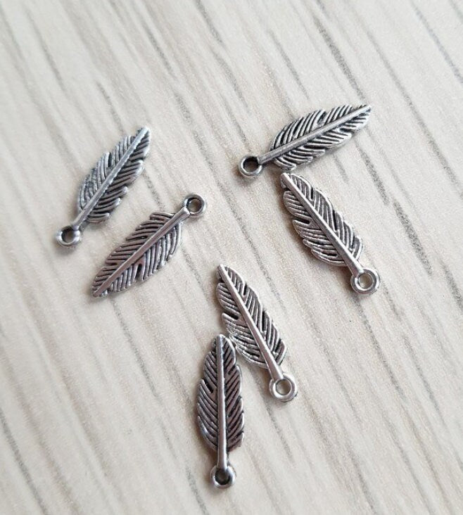 Exquisite 925 Silver Feather Charms for Jewelry Making
