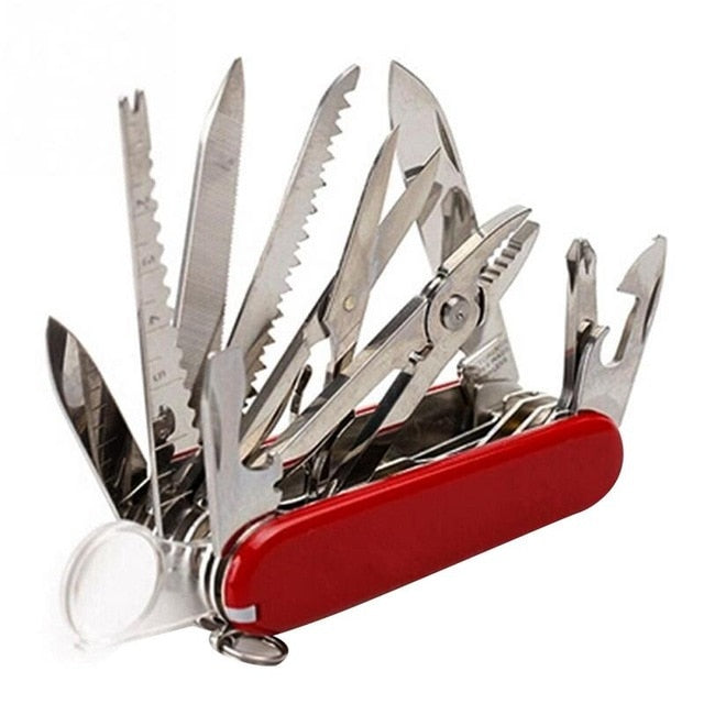 Swiss Tech 30-in-1 Multi-Tool Knife with Pliers, Ruler, Can Opener, and More